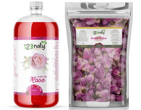 Pack 1L Huile de Rose & 1kg Bouton de Rose Séchée